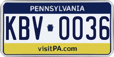 PA license plate KBV0036