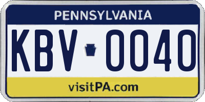 PA license plate KBV0040