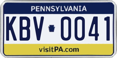 PA license plate KBV0041