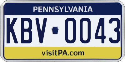 PA license plate KBV0043