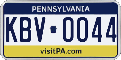 PA license plate KBV0044