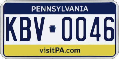 PA license plate KBV0046