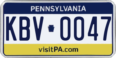 PA license plate KBV0047