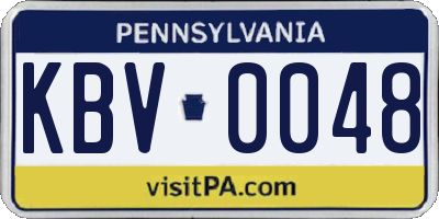 PA license plate KBV0048