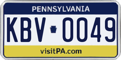 PA license plate KBV0049