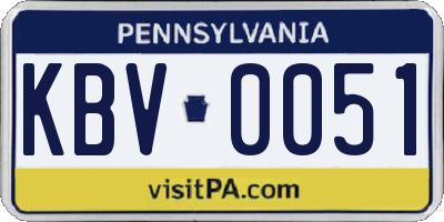 PA license plate KBV0051