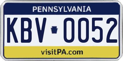 PA license plate KBV0052