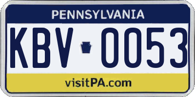 PA license plate KBV0053