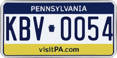 PA license plate KBV0054