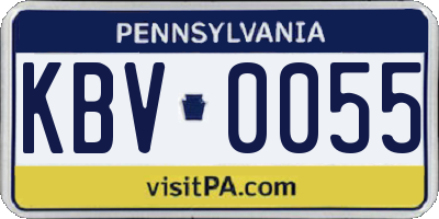 PA license plate KBV0055