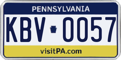 PA license plate KBV0057