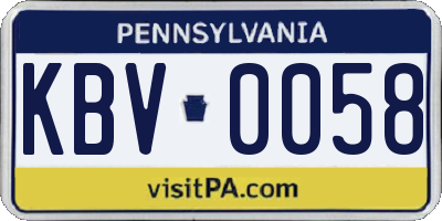 PA license plate KBV0058