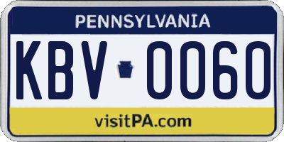 PA license plate KBV0060