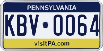 PA license plate KBV0064