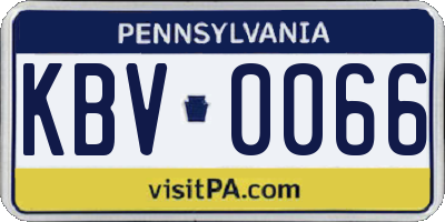 PA license plate KBV0066