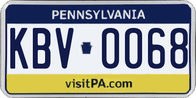 PA license plate KBV0068
