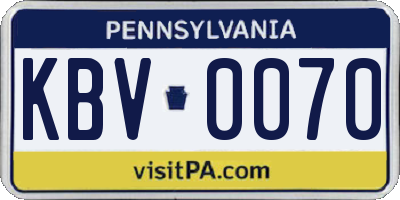 PA license plate KBV0070