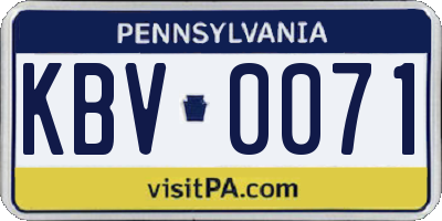 PA license plate KBV0071