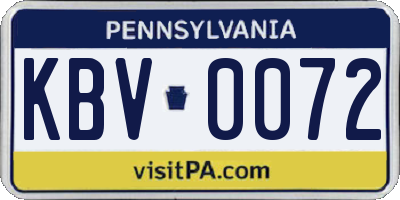 PA license plate KBV0072