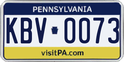 PA license plate KBV0073