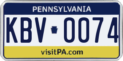 PA license plate KBV0074