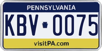 PA license plate KBV0075