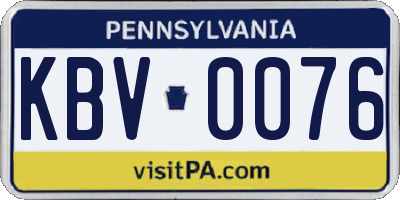 PA license plate KBV0076