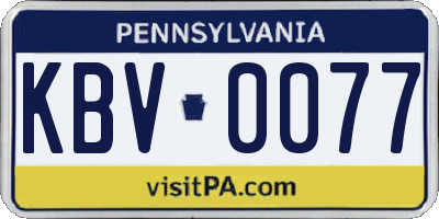 PA license plate KBV0077
