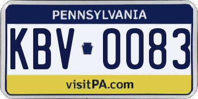 PA license plate KBV0083