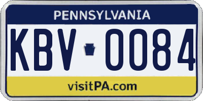 PA license plate KBV0084