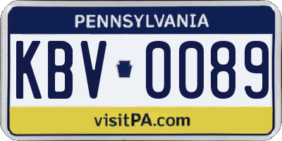 PA license plate KBV0089