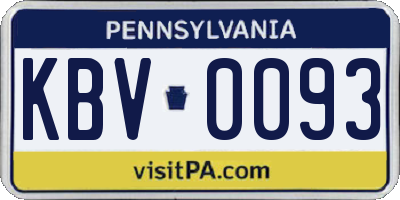 PA license plate KBV0093