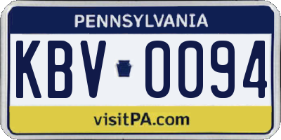PA license plate KBV0094