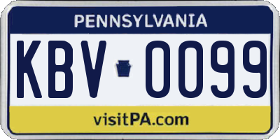 PA license plate KBV0099