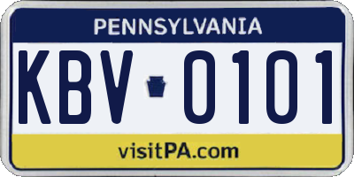 PA license plate KBV0101