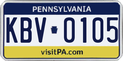 PA license plate KBV0105