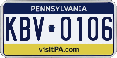 PA license plate KBV0106