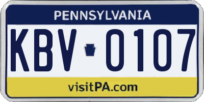 PA license plate KBV0107
