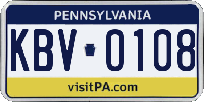 PA license plate KBV0108