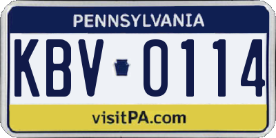 PA license plate KBV0114