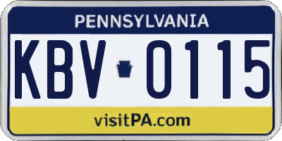 PA license plate KBV0115