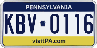 PA license plate KBV0116