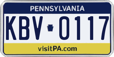 PA license plate KBV0117