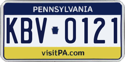 PA license plate KBV0121