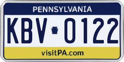PA license plate KBV0122