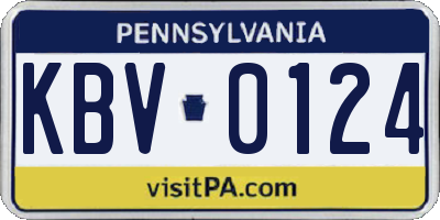 PA license plate KBV0124