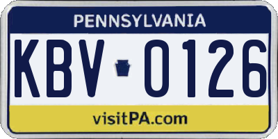 PA license plate KBV0126