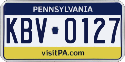 PA license plate KBV0127