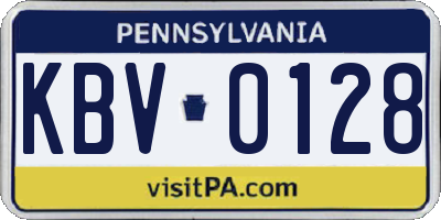 PA license plate KBV0128