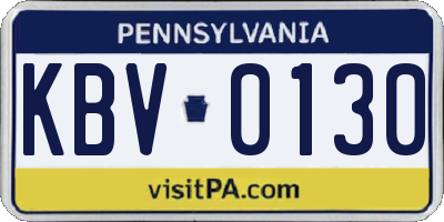 PA license plate KBV0130